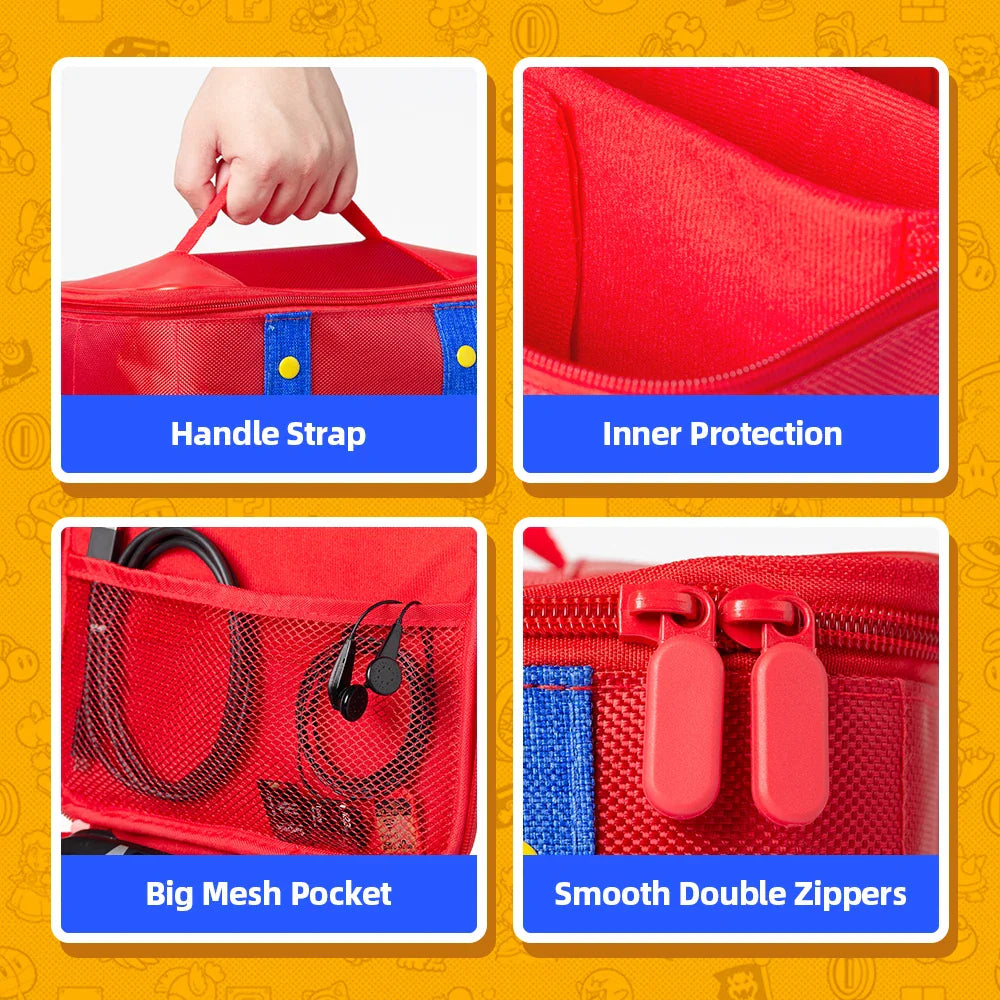 Large Carrying Protective Case for Nintendo Switch OLED Console & Pro Controller: Travel Storage Bag for Switch Accessories