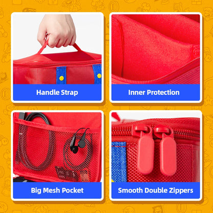Large Carrying Protective Case for Nintendo Switch OLED Console & Pro Controller: Travel Storage Bag for Switch Accessories