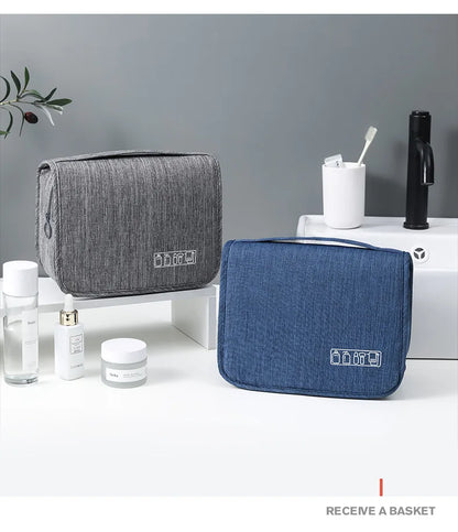 Foldable Toiletry Bag Organizer – Hanging Cosmetic & Makeup Case for Travel and Business