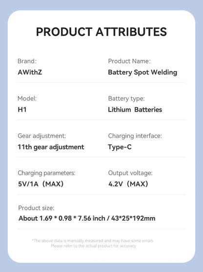 AWithZ Portable Handheld Spot Welder – DIY 90-Gear Adjustable Welding Machine for 18650 Lithium Batteries