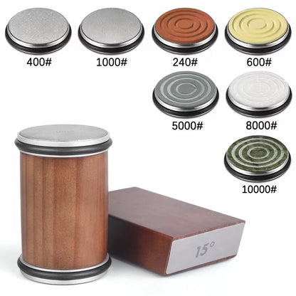 Rolling Diamond Knife Sharpener with Magnetic Holder – 15° & 20° Angle Roller Kitchen Sharpening Stone Kit