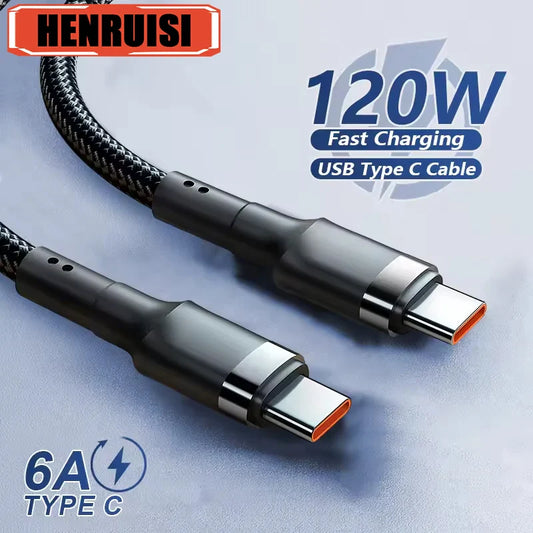 120W USB-C to Type-C Fast Charging Cable – High-Speed Data Cord for Samsung, iPhone 16, Xiaomi, OnePlus, POCO