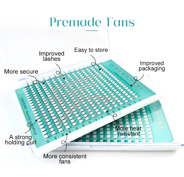 LAKANAKU 320 Fans Premade Volume Lashes – Fluffy Imported Material Eyelash Extensions, All Sizes