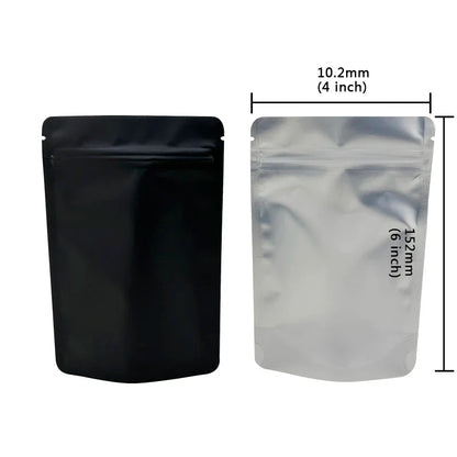 20–100PCS Black Matte Zipper Bags — Smell-Proof Mylar Pouches with One-Side Clear Window