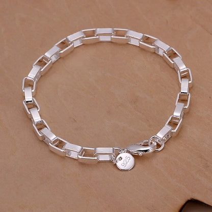 Hot Sale 925 Sterling Silver Solid Chain Bracelet — Charm Fashion Jewelry for Women & Men, Party, Wedding Gift
