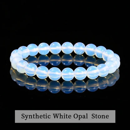Natural Stone Beaded Bracelet - Obsidian, Fluorite & Quartz Healing Stretch Jewelry for Men & Women