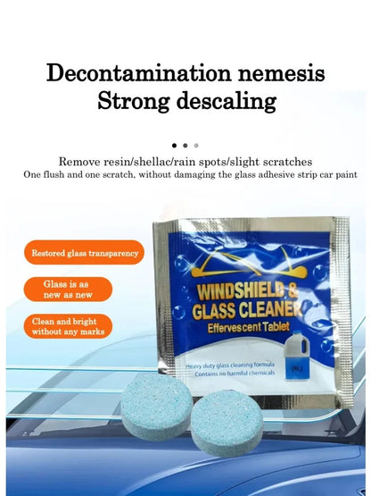 Car Windshield Glass Washer Tablets | Concentrated Effervescent Fluid for Car Wipers & Window Cleaning