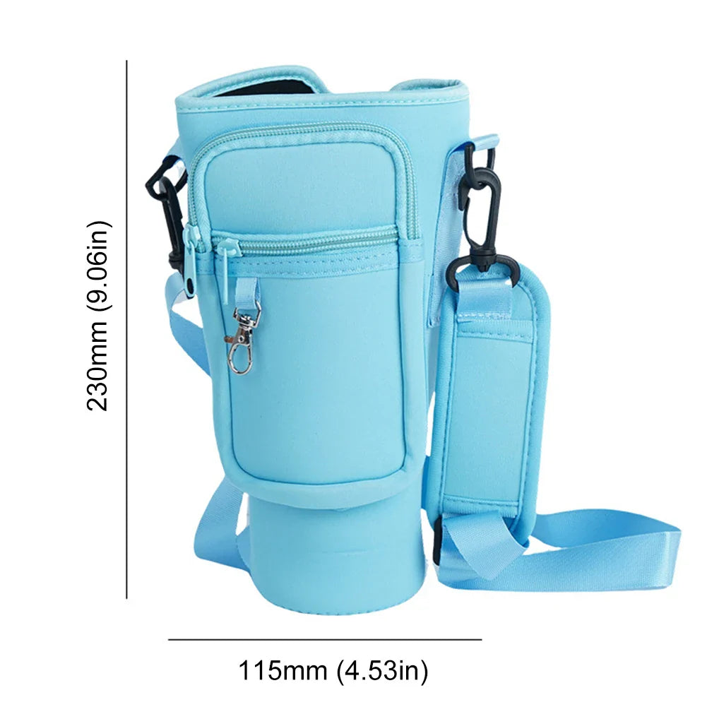 Portable Water Bottle Carrier Bag – Neoprene Holder with Phone Pocket for Stanley 40oz Tumbler with Handle