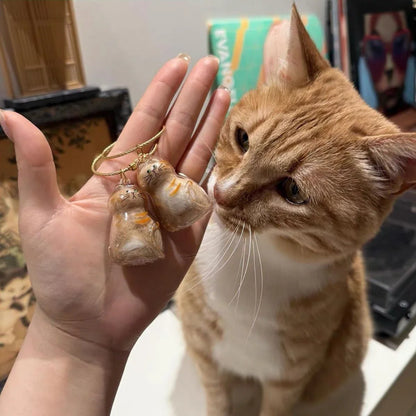 Ginger Cat Keychain Pendant – Siamese Calico Backpack Charm, Hair Storage Box Hanging Pet Grooming Travel Accessory