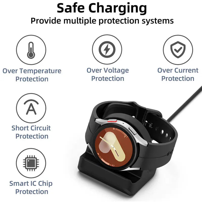 Silicone Charger Dock Holder — Samsung Galaxy Watch Ultra 47mm & Galaxy Watch 7/6/5/5 Pro Stand with USB Cable