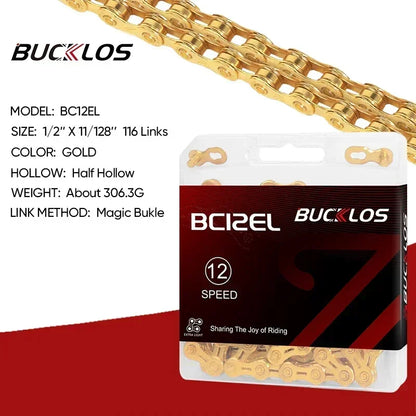 BUCKLOS MTB Bike Chain – 12 & 11 Speed Mountain & Road Bicycle Chain, Compatible with 8-12 Speed Cycling Parts