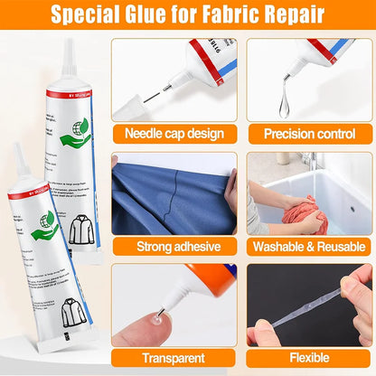 15/60ml Quick Dry Fabric Glue – Waterproof Seam Adhesive for Clothing, Textile Repair & Patching