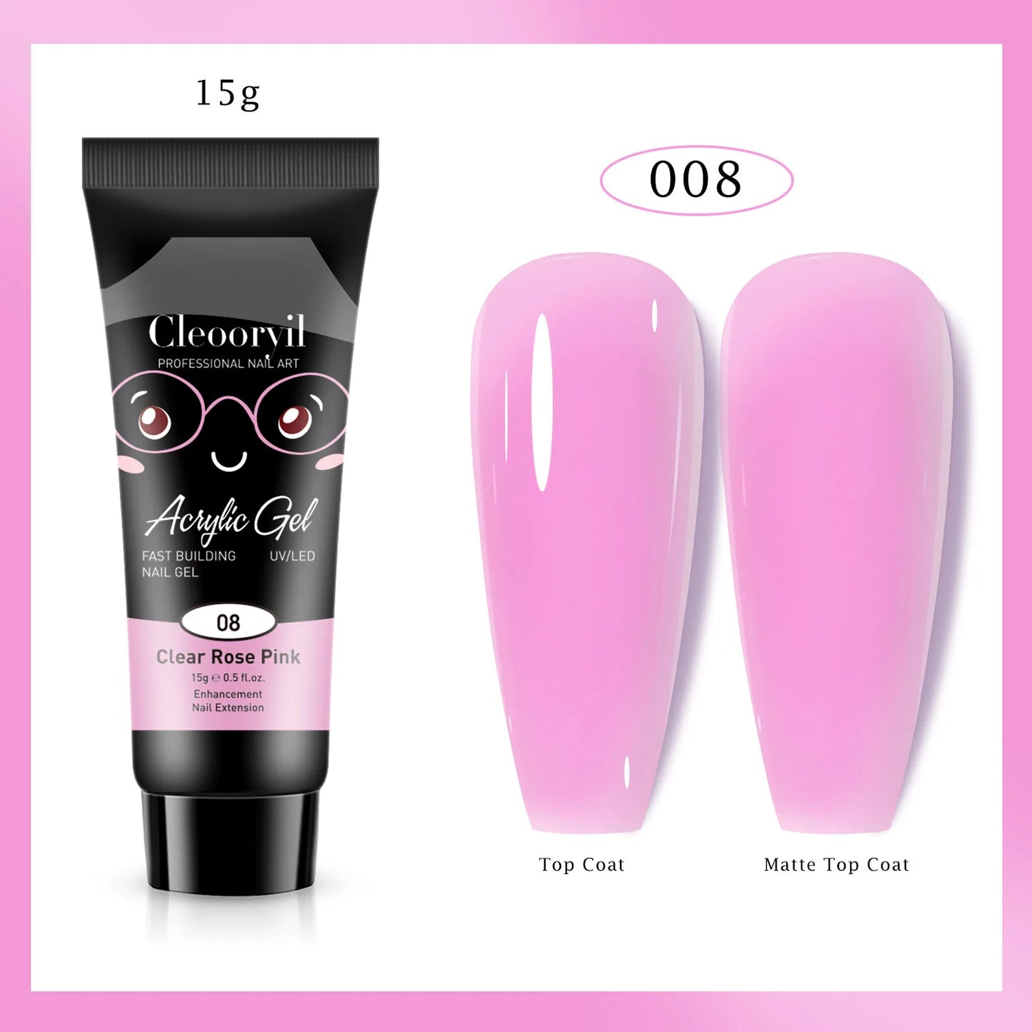 15ml Solid Nail Extension Gel – Poly Acrylic Crystal Gel in Naked Color, UV/LED Quick Build & Nail Extension Polish