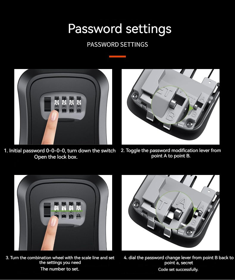 4 Digit Code Key Box – Waterproof Outdoor Password-Protected Storage with Steel Wire Hook for Key Hanging and Security