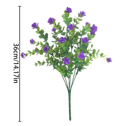 4 Bundles UV Resistant Artificial Plants – Faux Bushes Plastic Flowers for Outdoor Garden, Porch, Wedding & Farmhouse Decor