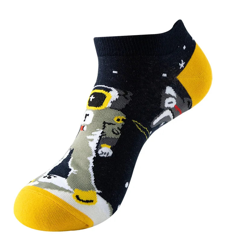 40-Style Colorful Cotton Ankle Socks – Fashion Novelty Short Socks for Men & Women, Funny Animal, Food & Avocado Casual Designs