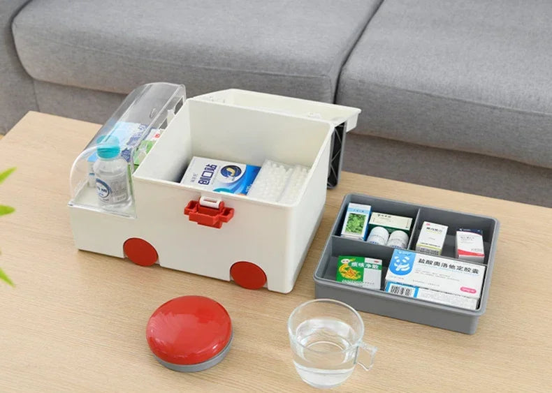 Portable Ambulance Medicine Box – Large Capacity Household Medical Storage & Classification Organizer