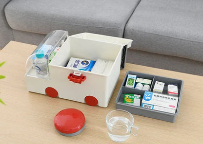 Portable Ambulance Medicine Box – Large Capacity Household Medical Storage & Classification Organizer