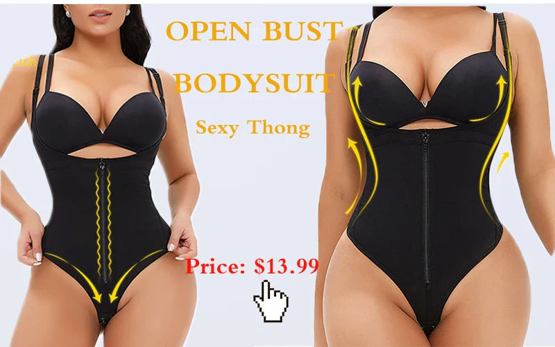GUUDIA Ribbed Tummy Control Jumpsuit – Light Compression Daily Shaper Bodysuit with Open Crotch Shapewear Design