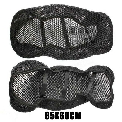 Breathable 3D Mesh Motorcycle Seat Cover Pad - Anti-Slip Cushion for Moped, Motorbike, and Scooter, Black Grid Seat Cover