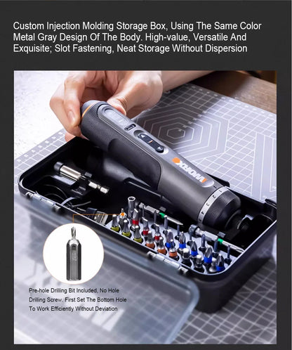 WORX WX242 4V Cordless Electric Screwdriver Set — USB Rechargeable Mini Drill with 30 Bits Power Tool