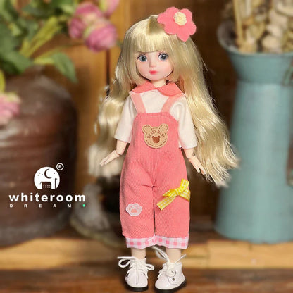 30cm 1/6 BJD Ball Jointed Doll – Starry Gray Eyes with Lolita Fashion Dress, DIY Toy Gift for Girls