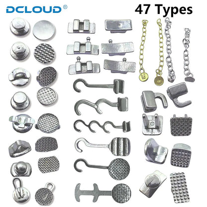 Orthodontic Lingual Button & Crimpable Hook Set – Metal Bondable Dental Traction Eyelets & Accessories for Dentistry Use