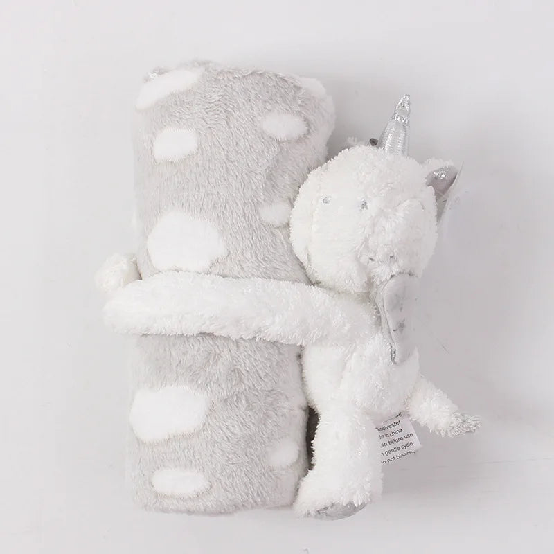 2-Piece Baby Gift Set – Pink Bunny Plush Flannel Blanket & Stuffed Animal for Newborn Sleeping