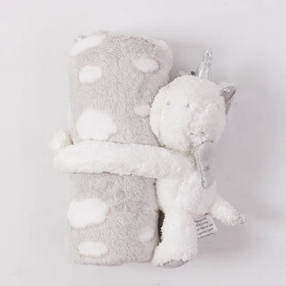 2-Piece Baby Gift Set – Pink Bunny Plush Flannel Blanket & Stuffed Animal for Newborn Sleeping