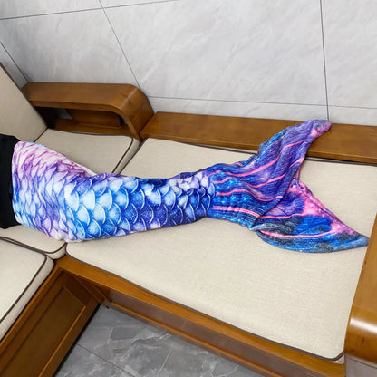 Mermaid Blanket Sleeping Bag — Anti-Kick Flannel Quilt with Soft Fabric, High Color Fastness, Fish Tail Design for Kids’ Birthday Gift