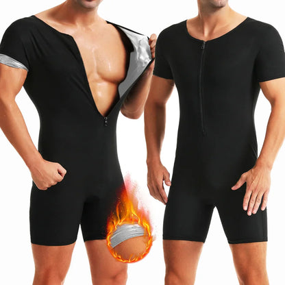 Men’s Sauna Suit Sweat Jumpsuit – Thermal Workout Bodysuit for Gym Training, Waist Trainer Fitness Wear for Enhanced Sweat & Performance