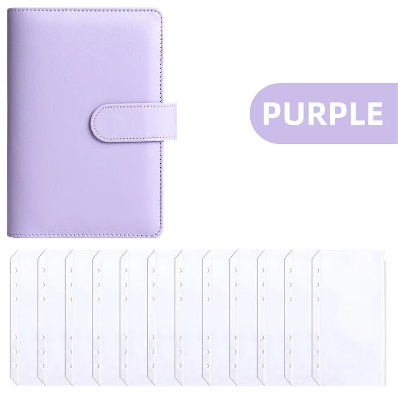 PU Leather Budget Binder with Cash Envelopes – A6 Planner Organizer, Zip Pockets for Saving Money, Small French Budget Pouch
