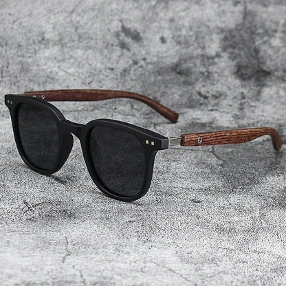 Retro Wood Grain Polarized Sunglasses for Men & Women – UV Protection Eyewear for Cycling, Outdoor & Street Photography