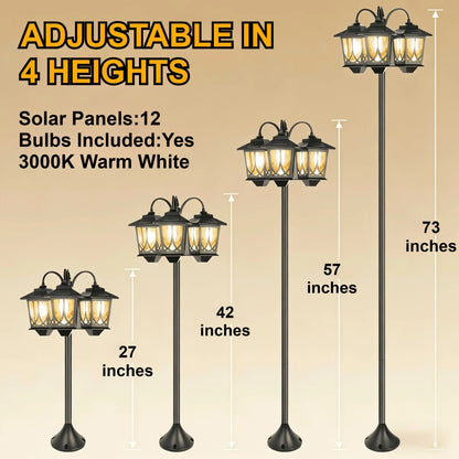 73-Inch Solar Outdoor Light Pole – Dusk-to-Dawn, Metal Construction, Semi-Recessed Installation