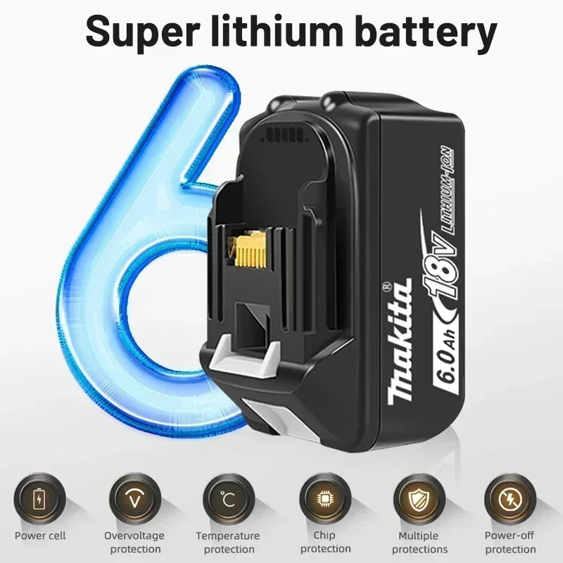 Genuine Makita 6AH BL1860 18V Li-Ion Battery — Replacement for BL1850 & BL1840, Compatible with 18V Screwdrivers, BMS TPCELL