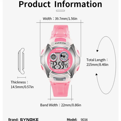 SYNOKE Student Electronic Watch - Waterproof Sports Watch for Children, Glow Multi-Function Digital Watch with 7 Colors Light, Perfect Gift