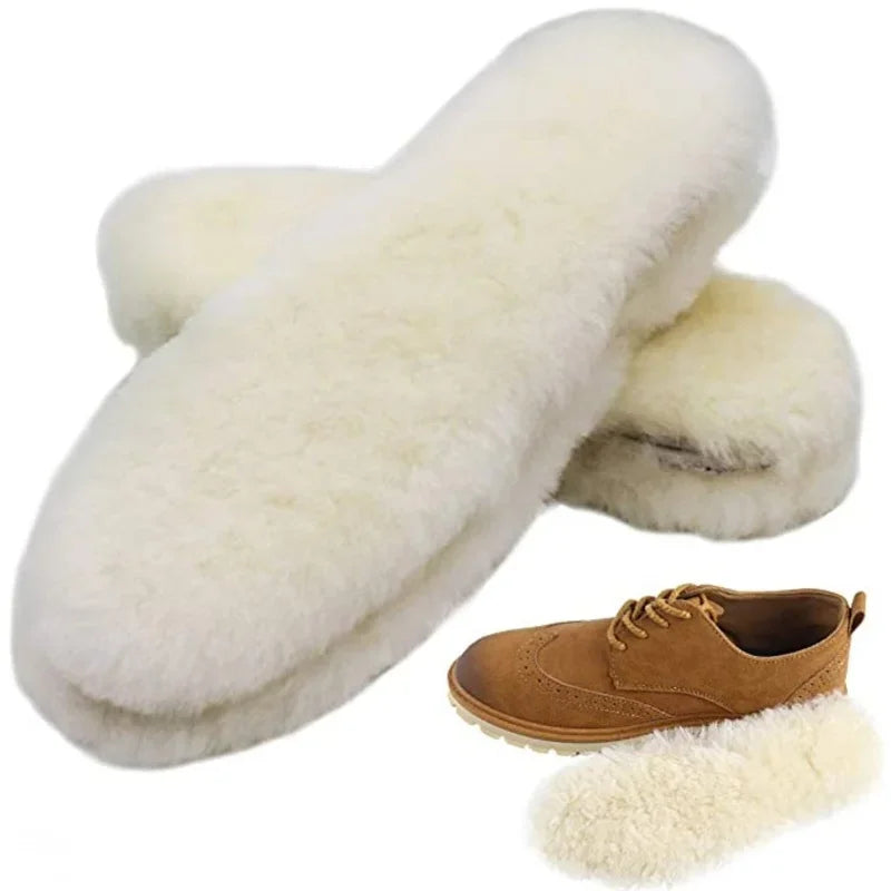 Natural Sheepskin Insoles - Warm Fur Wool Shoe Pads for Men and Women, Soft Thick Cashmere Inserts for Winter Snow Boots