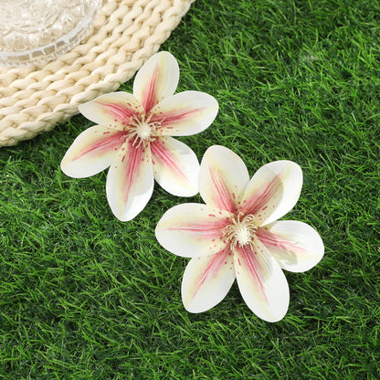 Simulated Orchid Flower Hairpins – White & Pink Hair Clips for Women, Summer Travel Seaside Fashion Headwear
