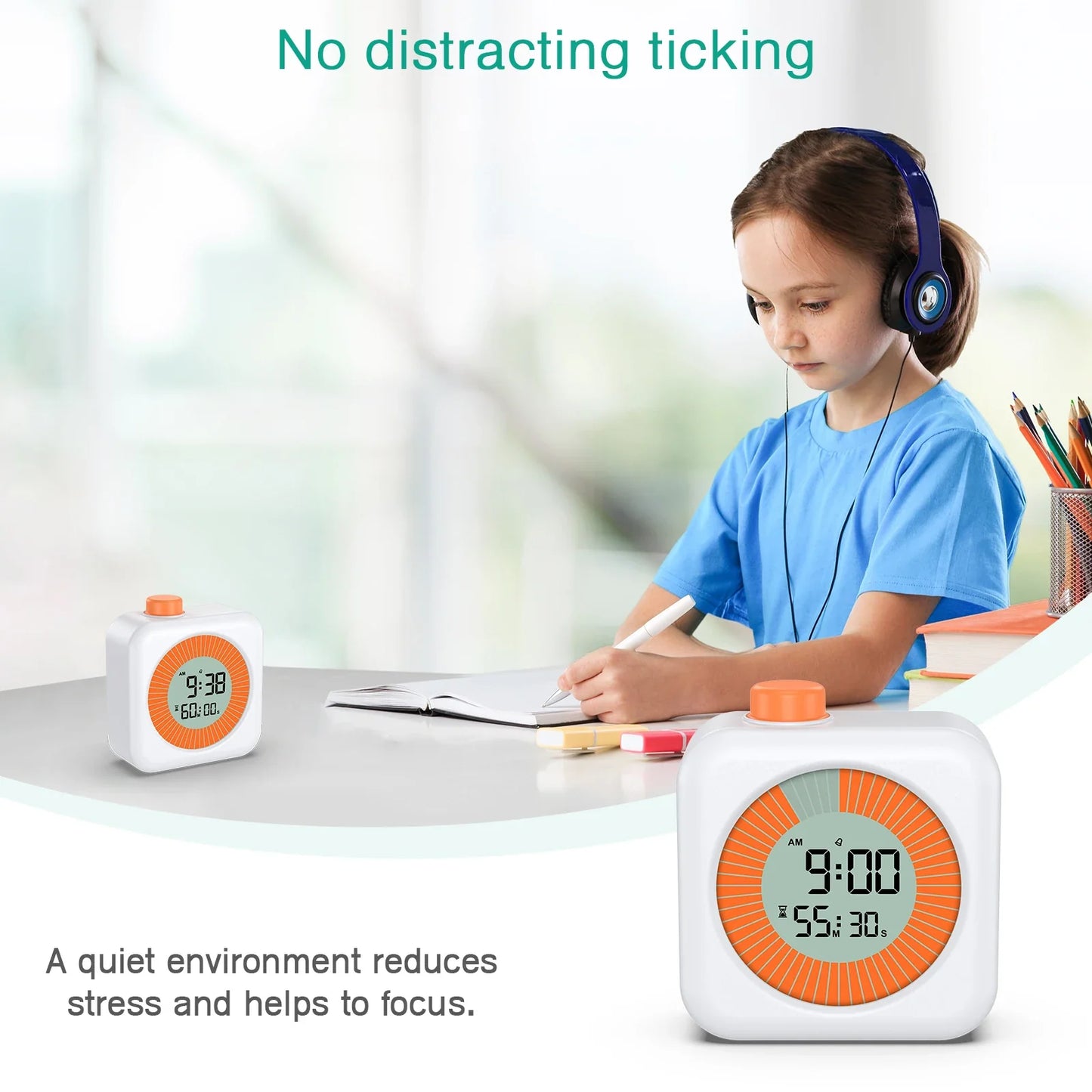 ORIA 60-Minute Digital Visual Timer – Countdown Stopwatch with Alarm for Homeschool & Teaching Supplies