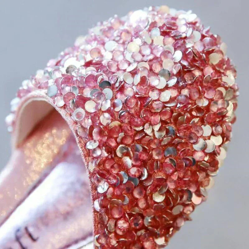 Girls Sequined Leather Shoes - Fashion Princess Sandals for Baby Girls, Size 21–35
