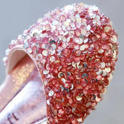 Girls Sequined Leather Shoes - Fashion Princess Sandals for Baby Girls, Size 21–35