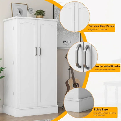 Freestanding Pantry Cabinet - Adjustable Shelf Storage Cupboard for Kitchen & Dining Room