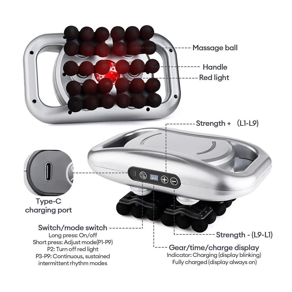 48-Head Body Massage Gun — High-Frequency Vibration Fascia Massager for Neck, Back, Waist, Thigh & Shoulder Muscle Relief