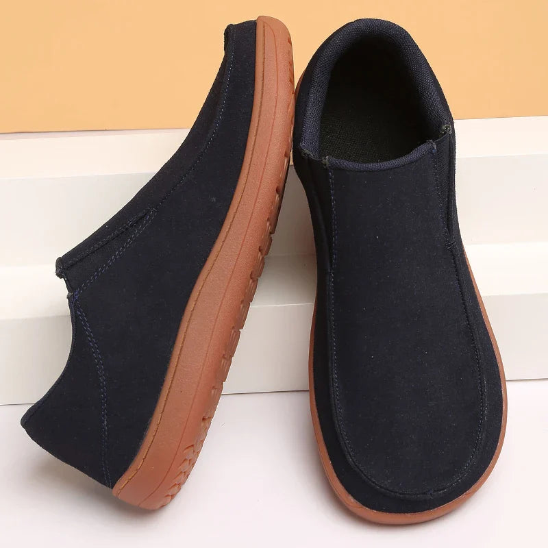 Fujeak Men’s Casual Loafers — Plus Size Non-Slip Wide Sneakers, 2024 Vulcanized Barefoot Shoes