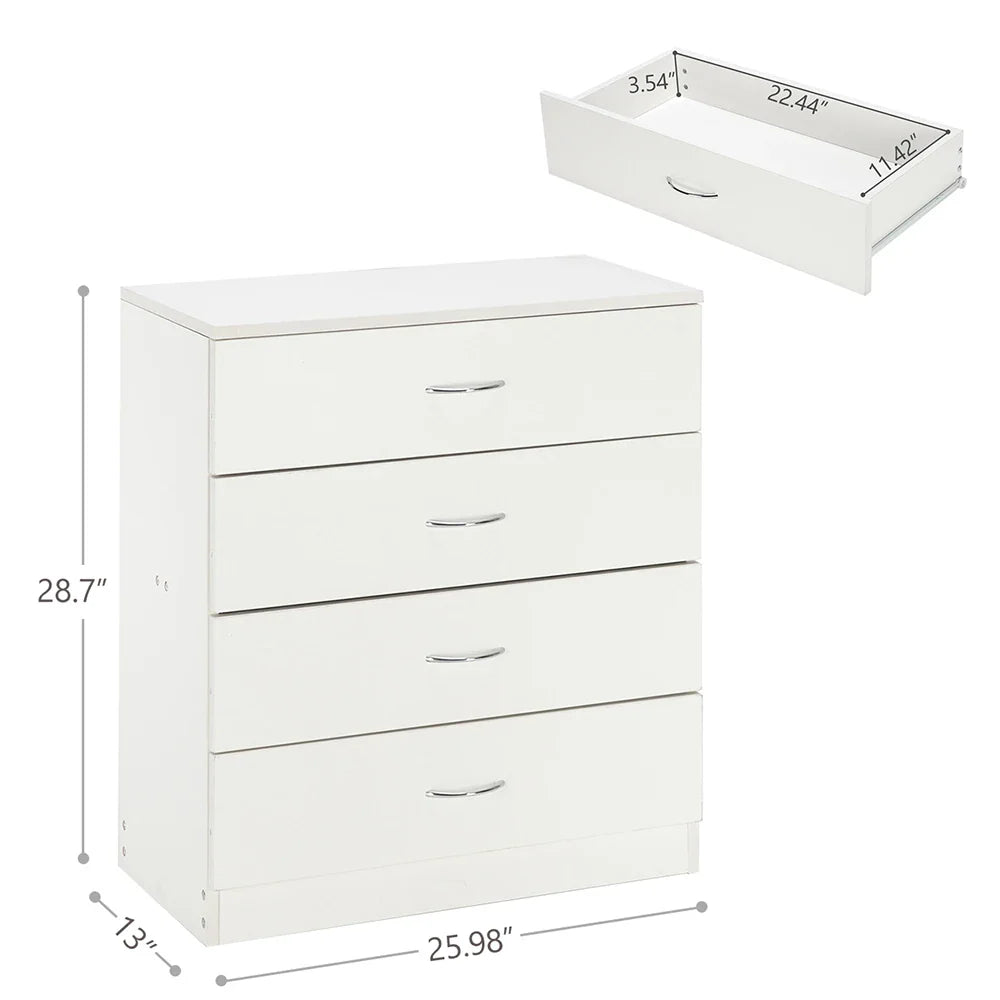Modern Simple White 4-Drawer Dresser – Minimalist Storage Furniture