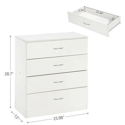 Modern Simple White 4-Drawer Dresser – Minimalist Storage Furniture