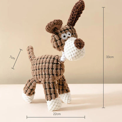Interactive Pet Sound Toy – Cotton Rope Donkey Plush for Dog & Cat Bite Training, Grey & Brown