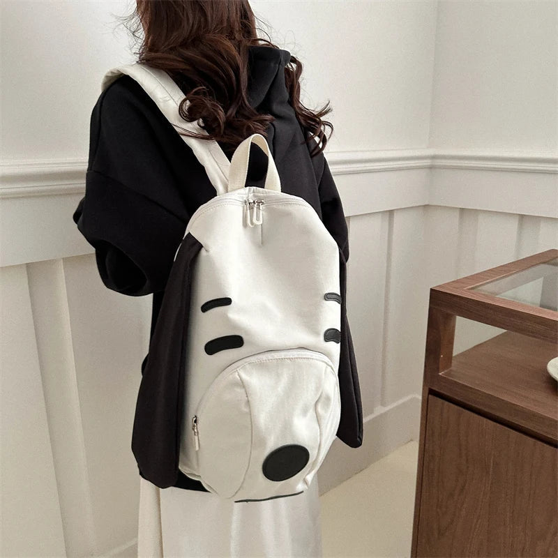 Cute Dog Canvas Backpack 2025 — Korean-Style Portable Student Travel Bookbag