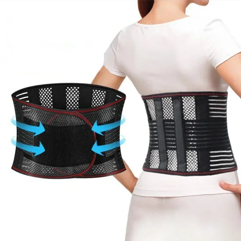 Lumbar Support Waist Belt with Steel Plate – Intervertebral Disc Support for Muscle Strain, Mesh Fixation Belt