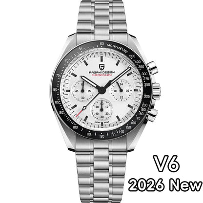 PAGANI DESIGN 2026 Men’s Luxury Quartz Chronograph Watch – AR Sapphire Crystal, Auto Date Speed Wristwatch